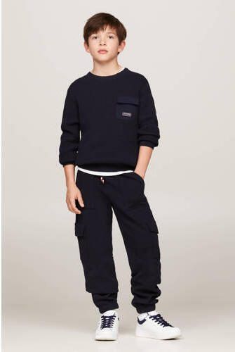 Tommy Hilfiger cargobroek donkerblauw Jongens Katoen Effen 116 - Foto 3