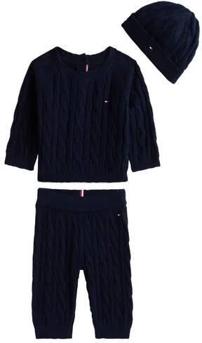 Tommy Hilfiger Shirt met lange mouwen en broek CABLE SWEATER BEANIE GIFTBOX (3-delig)