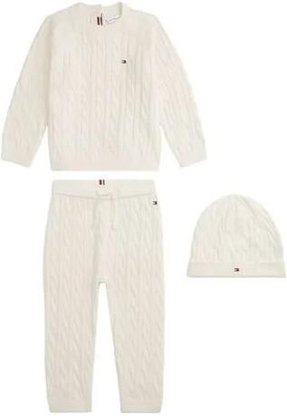 Tommy Hilfiger gebreide set met kabels ivoor Wit Jongens Katoen Ronde hals