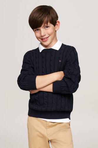 Tommy Hilfiger gebreide trui blauw Jongens Katoen Ronde hals Effen 176 - Foto 3