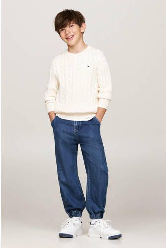 Tommy Hilfiger gebreide trui ecru Wit Jongens Katoen Ronde hals Effen 152 - Foto 3