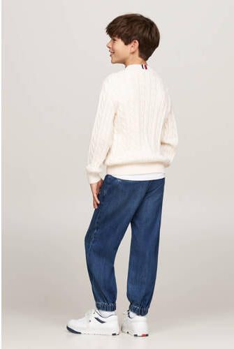 Tommy Hilfiger gebreide trui ecru Wit Jongens Katoen Ronde hals Effen 152 - Foto 2