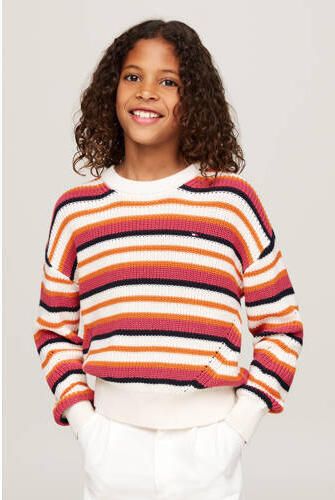 Tommy Hilfiger gebreide trui multi Meisjes Katoen Ronde hals Streep 176 - Foto 3