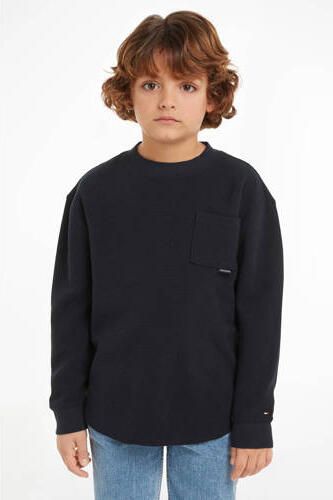 Tommy Hilfiger gemêleerde longsleeve donkerblauw Jongens Katoen Ronde hals 152 - Foto 3