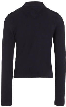Tommy Hilfiger gestreepte longsleeve zwart Meisjes Viscose Opstaande kraag 110 - Foto 1