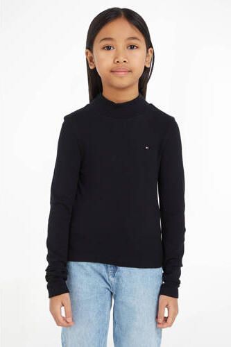 Tommy Hilfiger gestreepte longsleeve zwart Meisjes Viscose Opstaande kraag 110 - Foto 3