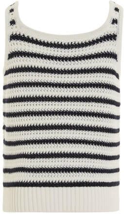 Tommy Hilfiger gestreepte singlet donkerblauw ecru T-shirt Meisjes Katoen Ronde hals 140