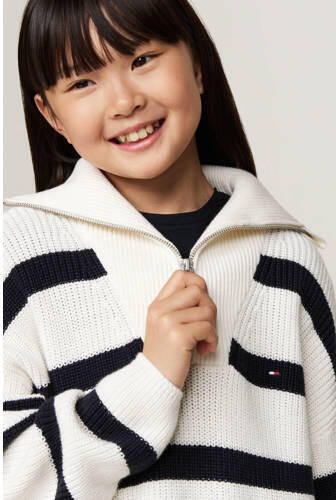 Tommy Hilfiger Schipperstrui STRIPE HALF ZIP SWEATER Kinderen tot 16 jaar met logo-opdruk