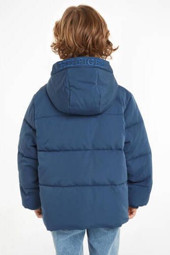 Tommy Hilfiger gewatteerde winterjas blauw Jongens Polyester Capuchon Effen 122 - Foto 2