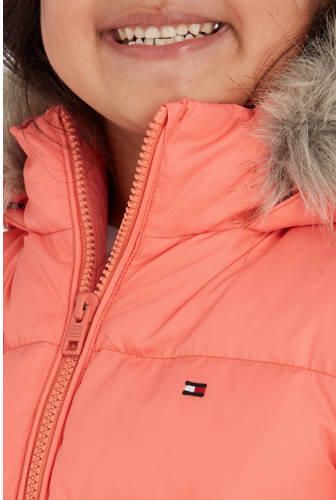 Tommy Hilfiger gewatteerde winterjas ESSENTIAL DOWN FUR van gerecycled polyester perzik Roze Meisjes Gerecycled polyester (duurzaam) Capuchon 128 - Foto 2