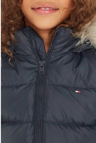Tommy Hilfiger gewatteerde winterjas ESSENTIAL DOWN van gerecycled polyester donkerblauw Meisjes Gerecycled polyester (duurzaam) Capuchon 116 - Foto 3