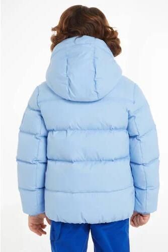 Tommy Hilfiger gewatteerde winterjas ESSENTIAL lichtblauw Jongens Polyester Capuchon 164