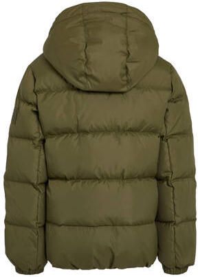 Tommy Hilfiger gewatteerde winterjas ESSENTIAL olijfgroen Jongens Polyester Capuchon 140 - Foto 3