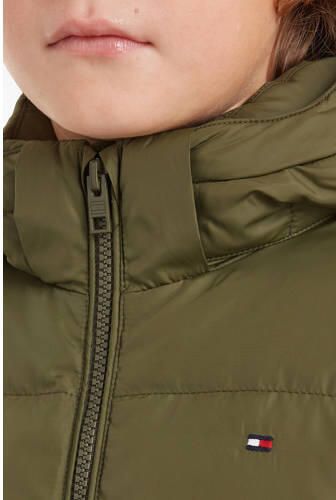 Tommy Hilfiger gewatteerde winterjas ESSENTIAL olijfgroen Jongens Polyester Capuchon 140 - Foto 2