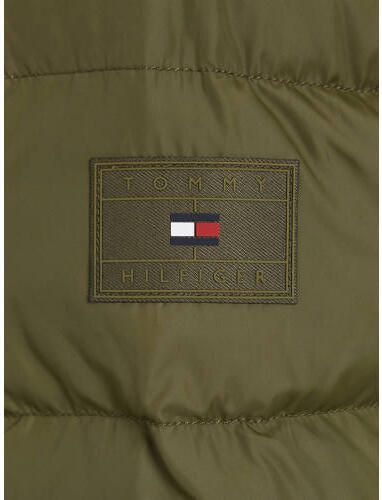 Tommy Hilfiger gewatteerde winterjas ESSENTIAL olijfgroen Jongens Polyester Capuchon 140