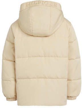 Tommy Hilfiger gewatteerde winterjas ivoor Wit Jongens Polyester Capuchon 116