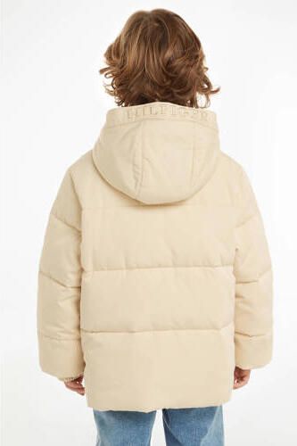 Tommy Hilfiger gewatteerde winterjas ivoor Wit Jongens Polyester Capuchon 116 - Foto 3