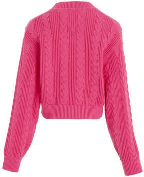 Tommy Hilfiger grofgebreide kabeltrui CABLE CROPPED felroze Meisjes Katoen Ronde hals 140 - Foto 4