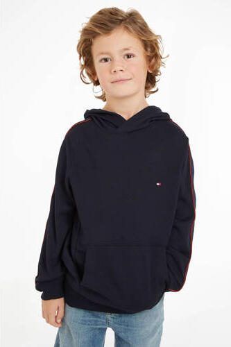 Tommy Hilfiger hoodie met contrastbies donkerblauw rood Sweater Jongens Viscose Capuchon 110 - Foto 2