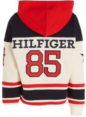 Tommy Hilfiger hoodie met logo rood ecru zwart Sweater Jongens Stretchkatoen Capuchon 140