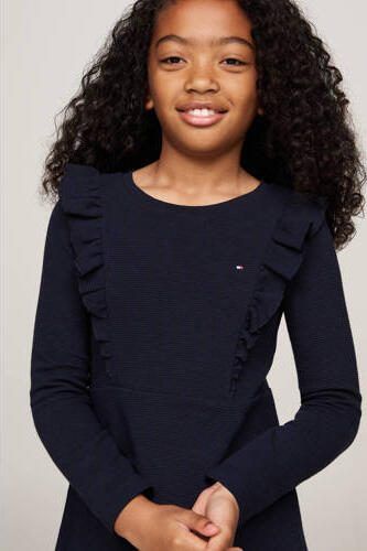 Tommy Hilfiger jurk donkerblauw Meisjes Katoen Ronde hals Effen 116 - Foto 3