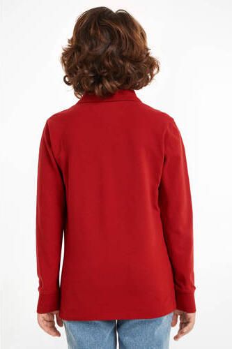 Tommy Hilfiger longsleeve bruin Polo Rood Jongens Katoen Polokraag Effen 140 - Foto 2