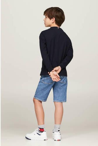 Tommy Hilfiger longsleeve donkerblauw Jongens Katoen Ronde hals Effen 140
