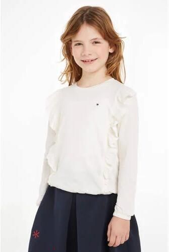 Tommy Hilfiger longsleeve ecru Meisjes Katoen Ronde hals Effen 110 - Foto 4