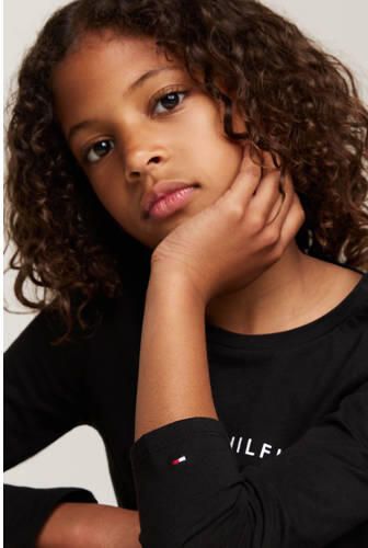 Tommy Hilfiger longsleeve ESSENTIAL met logo Zwart Meisjes Katoen Ronde hals 128 - Foto 3