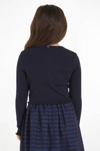 Tommy Hilfiger longsleeve ESSENTIAL RIB donkerblauw Zwart Meisjes Stretchkatoen Ronde hals 110 - Foto 3
