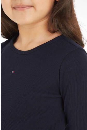 Tommy Hilfiger longsleeve ESSENTIAL RIB donkerblauw Zwart Meisjes Stretchkatoen Ronde hals 110 - Foto 2
