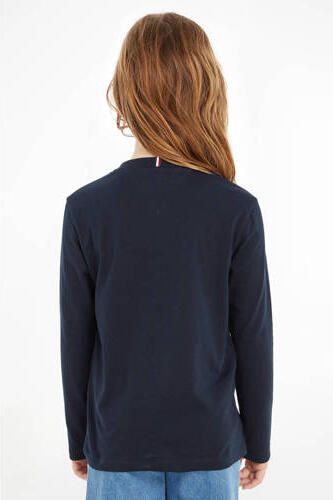 Tommy Hilfiger longsleeve met logo donkerblauw Katoen Ronde hals 152 - Foto 2