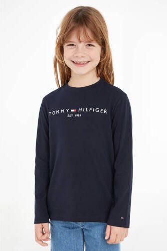 Tommy Hilfiger longsleeve met logo donkerblauw Katoen Ronde hals 152 - Foto 3