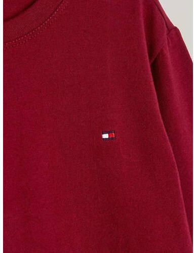Tommy Hilfiger longsleeve met logo donkerrood Jongens Stretchkatoen Ronde hals 140-152 - Foto 3