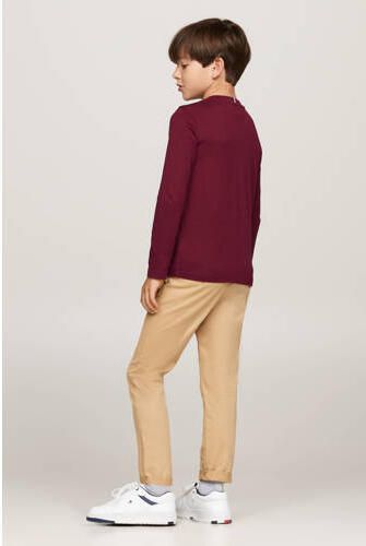 Tommy Hilfiger longsleeve U ESSENTIAL met logo Rood Katoen Ronde hals 116