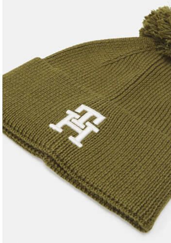 Tommy Hilfiger muts mosgroen Wol Logo - Foto 3