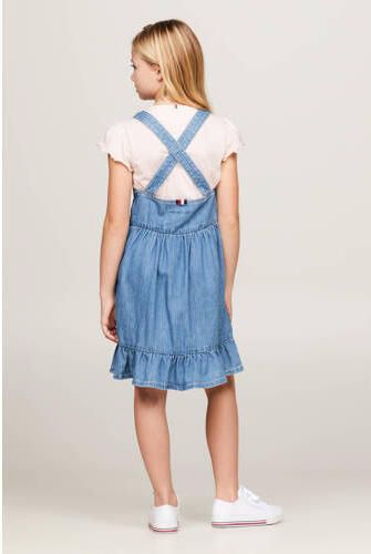 Tommy Hilfiger overgooier herringbone Jurk Blauw Meisjes Katoen Vierkante hals 152 - Foto 2