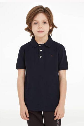 Tommy Hilfiger piqué polo donkerblauw Jongens Stretchkatoen Polokraag Effen 176 - Foto 2