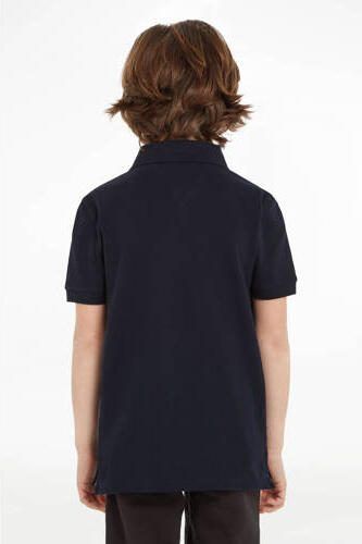 Tommy Hilfiger piqué polo donkerblauw Jongens Stretchkatoen Polokraag Effen 176 - Foto 4