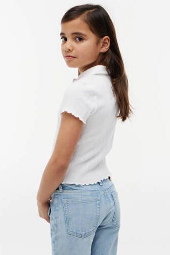 Tommy Hilfiger polo met golvende afwerking wit Meisjes Stretchkatoen Polokraag - Foto 3