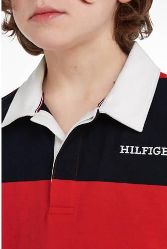 Tommy Hilfiger polo met logo rood blauw Jongens Katoen Polokraag Logo 128