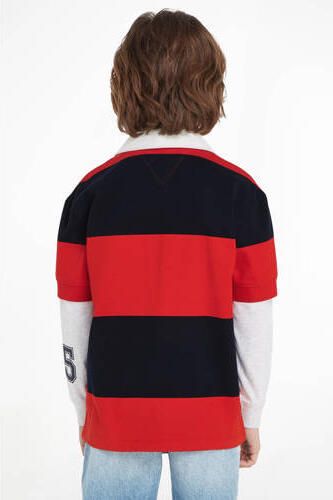 Tommy Hilfiger polo met logo rood blauw Jongens Katoen Polokraag Logo 128 - Foto 2