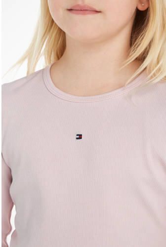 Tommy Hilfiger ribgebreide longsleeve met logo lichtroze Meisjes Katoen Ronde hals 176 - Foto 2