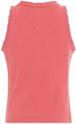 Tommy Hilfiger singlet koraal roze T-shirt Meisjes Katoen Ronde hals Effen 140 - Foto 3