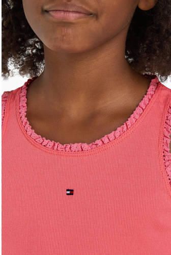 Tommy Hilfiger singlet koraal roze T-shirt Meisjes Katoen Ronde hals Effen 140 - Foto 2