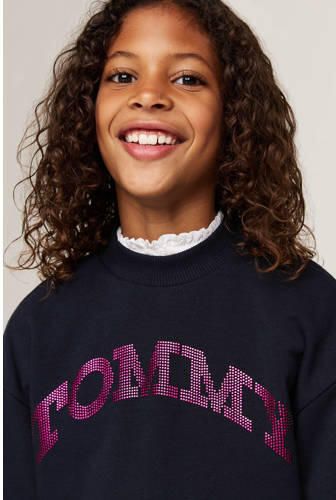 Tommy Hilfiger sweater Blauw Meisjes Katoen Ronde hals Logo 122 - Foto 3