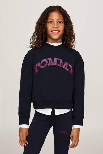 Tommy Hilfiger sweater Blauw Meisjes Katoen Ronde hals Logo 122 - Foto 2