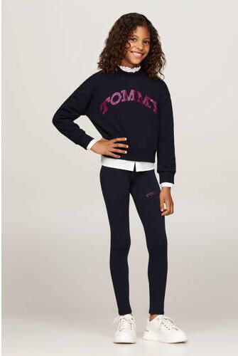 Tommy Hilfiger sweater Blauw Meisjes Katoen Ronde hals Logo 122