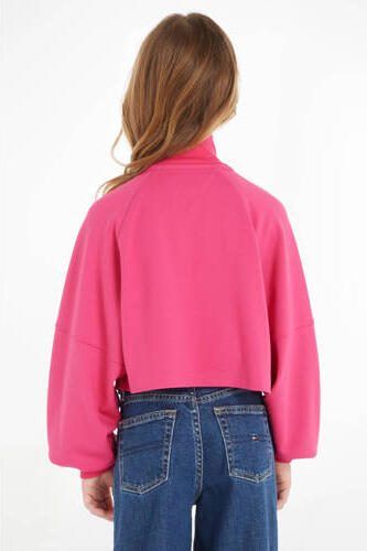 Tommy Hilfiger sweater felroze Meisjes Viscose Opstaande kraag Effen 140 - Foto 2