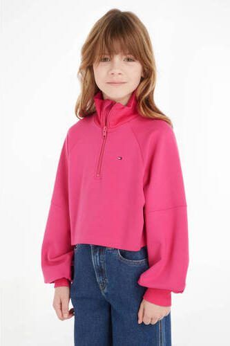 Tommy Hilfiger sweater felroze Meisjes Viscose Opstaande kraag Effen 140 - Foto 4